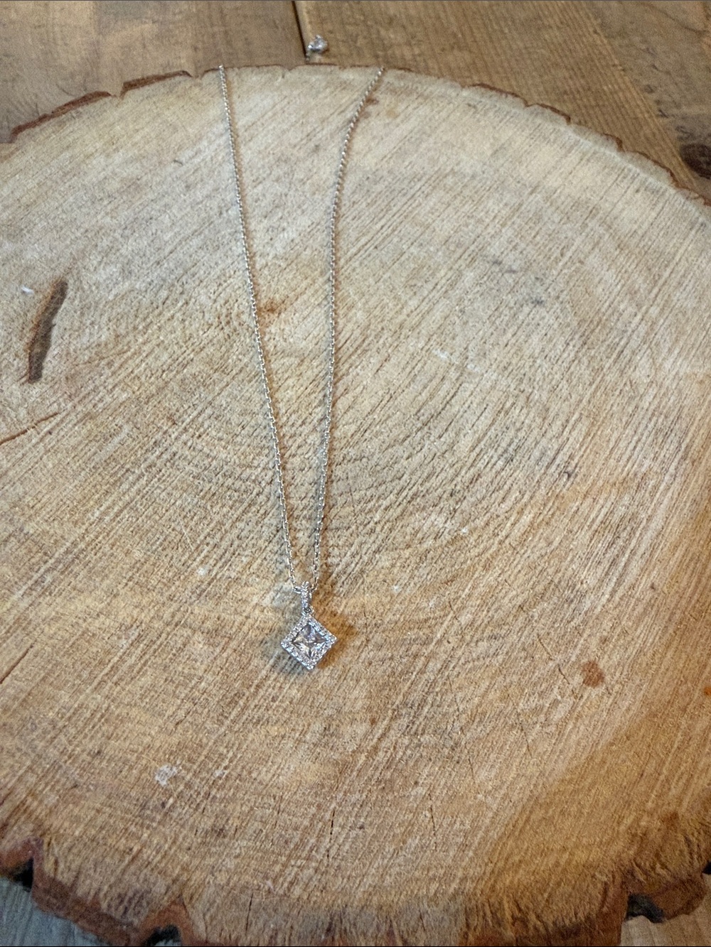 Kendra Scott Silver Square Crystal Pendant Necklace